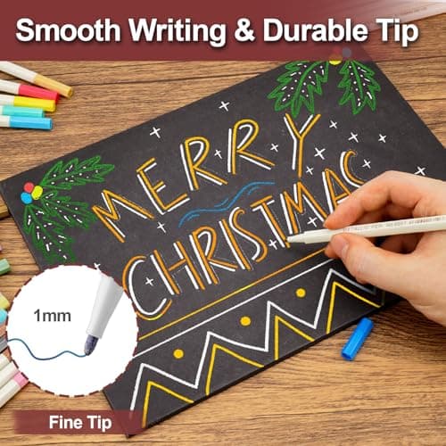 Metallic Markers, 30 Fine Point Scrapbook Pens for Black Paper, Rock Painting, Scrapbooking Junk Journal Supplies, DIY Arts & Crafts, Card Making, Photo Album, Easter Egg, Ceramic, Glass, Metal, Wood - Thumbnail 2