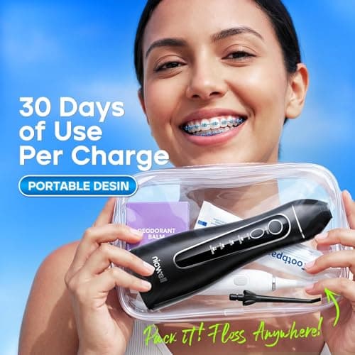Nicwell Water Dental Flosser Pick for Teeth: 4 Modes 300ml Cordless Portable Rechargeable Oral Irrigator IPX7 Waterproof Cleaner Pik Deep Cleaning Flossing Pic Machine for Home Travel - Thumbnail 5