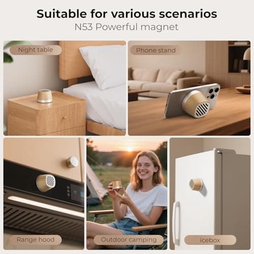 Magnetic Bluetooth Speaker, Wireless Charger Station, Portable Mini Speaker with Wireless Charger & Phone Stand, Bluetooth Speakers for Kitche, Refrigerator, Anything Magnet, Gifts (Light Beige) - Thumbnail 4