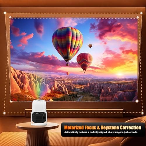 LJYT 1080P FHD Protable Mini Projector, 250 ANSI Lumens, Support 4K, Auto Keystone, 210° Rotation, Bluetooth 5.4, WiFi 6, Android 11, Compatible with iOS/Android/PS5/Windows/USB/HDMI/TV Stick/Box - Thumbnail 6