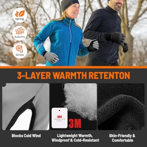 GXCROR Winter Gloves with Windproof & 3M Thermal Insulation, Touchscreen & Anti-Slip, Ideal for Running, Cycling, Hiking, Driving, and Outdoor Activities - Thumbnail 2