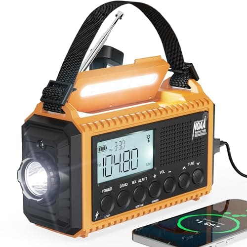 5000 Emergency Weather Radio with AM/FM/NOAA/SW, 5 Ways Powered Solar Hand Crank Alert Radio with LCD Display&SOS, Portable Radio with Cellphone Charger, Flashlight, Reading Lamp, Headphone Jack - Image 1
