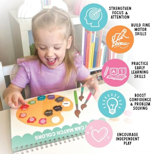 Hadley Designs My First Busy Book Screen Free Activities for Toddlers 3-5 - Toddler Busy Book Velcro 174pcs, Preschool Learning Activities, Quiet Time Travel Airplane Car Road Trip Essentials Kids 4-8 - Thumbnail 6