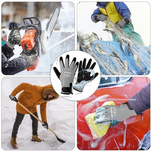 100% Waterproof Gloves for Men & Women,Winter Work Gloves for Cold Weather,Waterproof Work Gloves with Grip,Winter Freezer Gloves for Working,Gardening, Fishing, Construction Worker (Grey,Medium) - Thumbnail 5