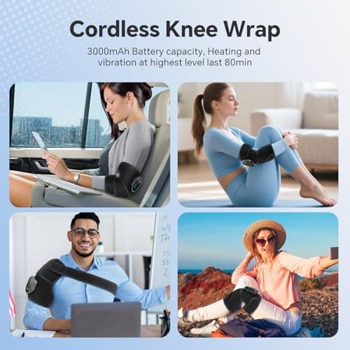 Heating Pad for Knee Pain Relief - Cordless Heated Knee Brace with Massager, Heating Knee Warmers Wrap & Arthritic Knees, Ideal for Arthritis & Joint Pain 2PCS - Thumbnail 4