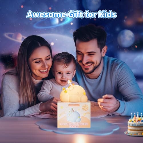 ICARER FAMILY Auto-Off Night Light for Kids - Rechargeable Touch Control Bedside Lamp, Planet Night Lights for Nursery, Gift for Girls Boys - Thumbnail 6