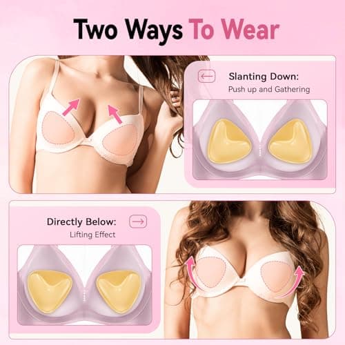 Mearter Ultra Push up Sticky Bra Pads Inserts | Double Sided Adhesive Bra Inserts | Stick on Bra for Sports Bra Swimsuit (Medium, Beige) - Thumbnail 5