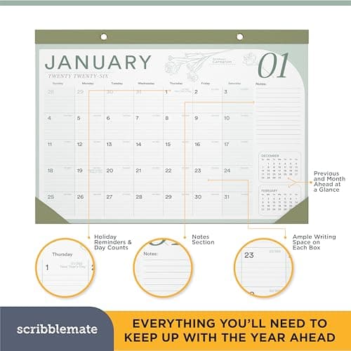 2026 Desk Calendar 17x12 Runs Until June 2027 Work Calendar with To-do List & Notes 18 Months With Plastic Cover Table Calendar 2026-2027 Desk Calendar With Protective Cover Planner for Home School Office - Thumbnail 3