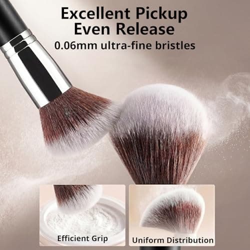 BEAKEY Makeup Brushes Set, Professional Foundation Eyeshadow Concealer Blush Powder Bronzer Applicator, 2 Blender Sponge with Beauty Paper Case - Thumbnail 2