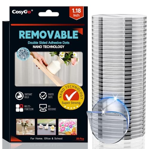 Cosygo Extra Large 1.18" Mounting Putty for Walls No Damage, Clear Removable Gel Glue Sticky Poster Dots Museum Sticky Tack, Strong Double Sided Tape Fits Picture Craft Decor, 50 Pcs - Image 1