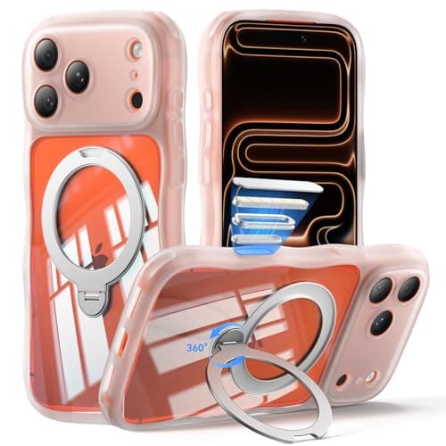 XWZ for iPhone 17 Pro Case for Women Girls with Stand,【Compatible with MagSafe】,【Camera Control】,【Full Camera Protection】, Cute Wave Magnetic Phone Case for iPhone 17 Pro,Frosted Clear - Image 1