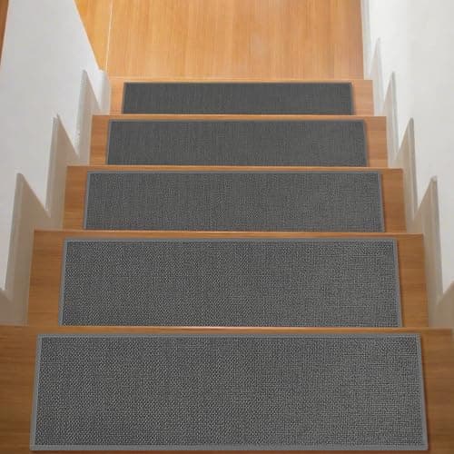 Stair Treads with Non-Slip Rubber Backing, Stair Treads for Wooden Steps, Indoor Stair Carpet Runners, Stair Rugs and Mats for Kids and Dogs, Gray, 8" x 30", 10 Pieces - Image 1