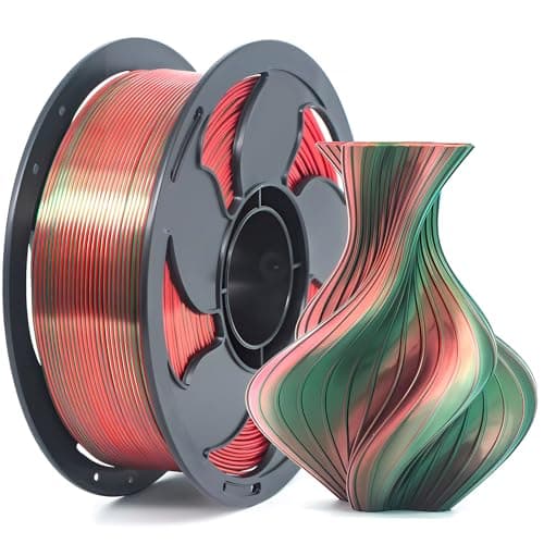 1.75mm PLA Filament Silk Dual Bi Color Red Green, Coextrusion 3D Printer Filament with Shiny Silk Rainbow, 1kg (2.2lbs) Spool Neatly Wound Smooth Color Transition 3D Printing Rods - Image 1