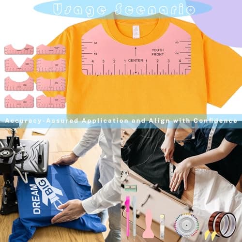 Sublimation Shirt Tool Kits, 8 T Shirt rulers, 3 Pack Teflon Sheet for Heat Press 12 x 16in, Heat Resistant Gloves with Silicone Bumps, 2 Rolls Heat Resistant Tape - Thumbnail 3