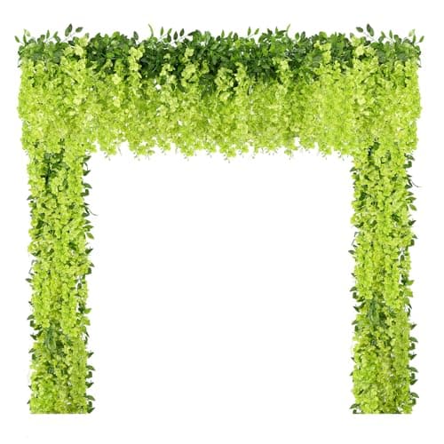 U'Artlines 10Pcs 7.2 Ft/Piece Artificial Wisteria Garland Silk Fake Green Wisteria Flowers Hanging Greenery Vines Garlands Rattan for Home Garden Wedding Arch Party Indoor Outdoor Décor - Image 1