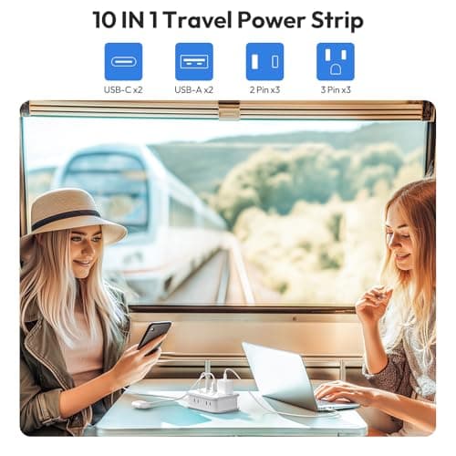 NTONPOWER 10 in 1 Travel Power Strip, 6 Outlets 4 USB Ports(2 USB C), 4ft Extension Cord Wrapped Around Small Power Strip, Compact for Travel, Hotel, Cruise Approved, White - Thumbnail 4
