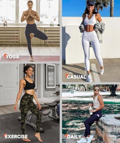 GAYHAY High Waisted Leggings for Women - Soft Opaque Slim Tummy Control Printed Pants for Running Cycling Yoga - Thumbnail 5