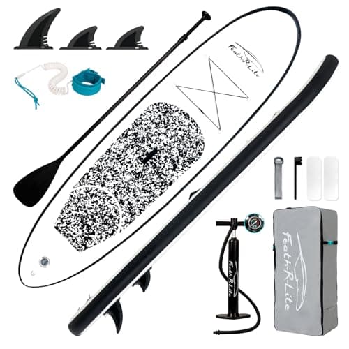 FEATH-R-LITE Inflatable Stand Up Paddle Board 10'x30''x6'' Ultra-Light (16.7lbs) SUP with Paddleboard Accessories,Three Fins,Adjustable Paddle, Pump,Backpack, Leash - Image 1