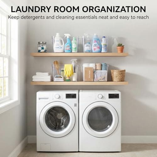 MOONEDGE 4-Pack Clear Plastic Storage Bins — Open-Top PET Organizers, 10" x 10" x 6" Storage Containers Ideal for Pantry, Fridge, Shelf and Counter Organization, Small Storage Bins for Home - Thumbnail 5