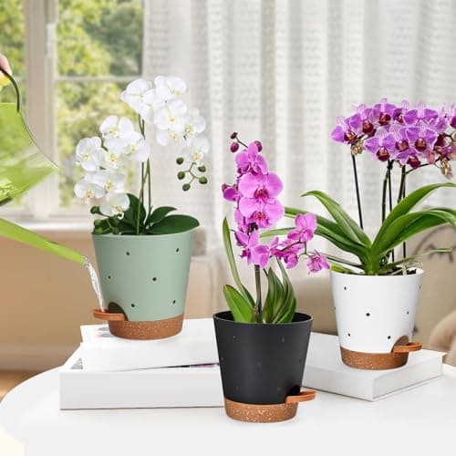 Vanslogreen Orchid Pots with Holes, 6 Inch Self Watering Orchid Pot 3 Pack Plastic Plant Pots for Orchid, Flower (Multicolor) - Thumbnail 6