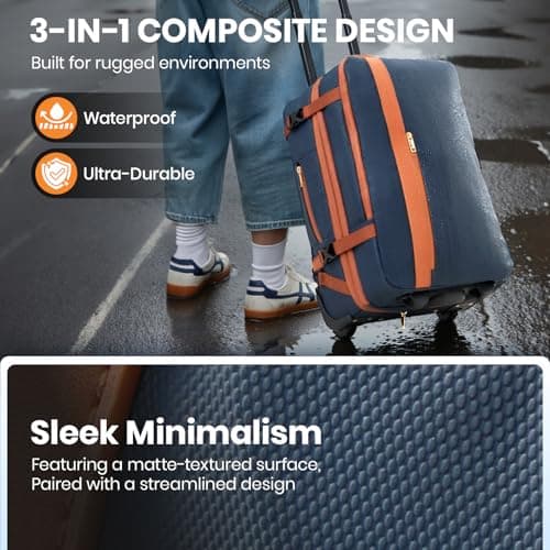 Fanwoli Vacuum Rolling Travel Backpack, Carry On Luggage with TSA Lock & Anti Theft Zipper, 70L Expandable Airback with Compression Pump, Waterproof Laptop Bag Ideal for Flight & Business - Thumbnail 5