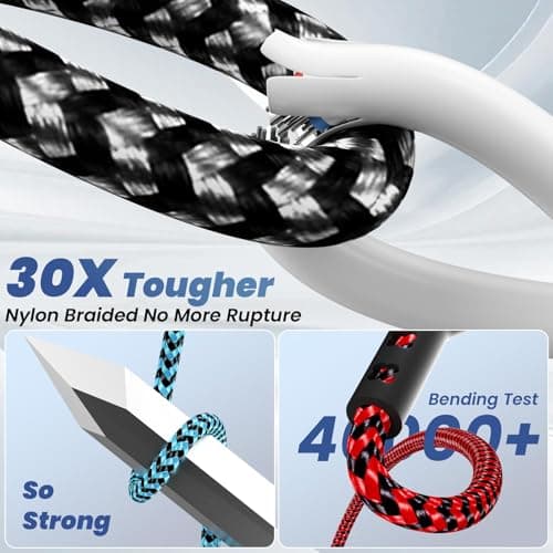 Jogrytece Multi Charging Cable, 6-in-1 USB A/C Cable with Dual Type-C/Lightn-ing/Micro USB, (2Pack 5FT) Multi Chargers Cord for All Devices, Phone Charger Cord for iPhone 17/16/15/14, Galaxy, Android - Thumbnail 4