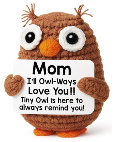 Hweijm Gifts for Mom Valentines Birthday from Daughter Son, Funny Crochet Owl Valentines Day Birthday Gift for Mama Bonus Step Mother in Law, I Love You Mom Gift Handmade Emotional Owl Support Decor - Image 1