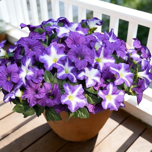 FULLMUSIC Spring Artificial Flowers for Outdoors, UV Resistant Fake Morning Glory, Look Real Faux Silk Plants for Front Door Garden Porch Planter - Image 1