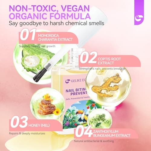 Gelike ec Stop Kids Nail Biting: Strong Extra Bitter Polish for Children - Safe Non Toxic Japanese Vegan Organic Formula to Stop Nail Biting & Thumb Sucking - Long Lasting Clear Treatment - Thumbnail 6