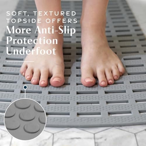 SlipX Solutions Weighted Non Slip Bath Mat for Textured Tub & Shower Surfaces, Patent Pending, Anti Slip Bathtub Safety Without Suction Cups, Doesn’t Float, Works on Tile & Stone 31” x 15”, Gray - Thumbnail 5