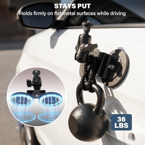 MEIENXIUS Magnetic Car Mount for Insta360 & Action Cameras, N52 Strong 360 Camera Car Mount with Quick-Release Base, Exterior Vehicle Mount with Extendable Arm & 360° Rotation, Compatible with GoPro - Thumbnail 3