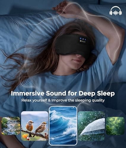LOVE EYE Sleep Headphones Bluetooth 5.4 Sleeping Eye Mask Wireless Music Earphones with HD Speakers for Side Sleepers Total Blackout Cotton Mask for Travel, Home, Office, Unique Gifts - Thumbnail 5