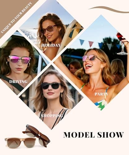 QALLY Polarized Sunglasses Womens Square Womens Sunglasses Trendy Classic Retro Sun Glasses Fashion UV400 Protection 3 Pack - Thumbnail 6