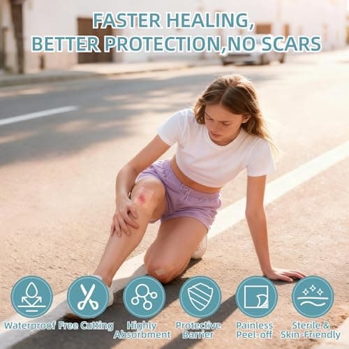 Hydrocolloid Roll for Wound Care, Hydrocolloid Bandages with Self-Adhesive, Cut-to-Size Patch Bandages, Ultra Absorbent, First Aid Kit Essential (2IN X 16FT) - Thumbnail 3