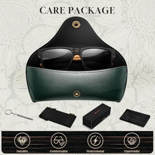 SUNGAIT Ebony Zebra Wood Sunglasses for Men Rectangular All-wood Frame Polarized Lens with Hard Gift Case(Ebony Zebra Frame/Grey Lens) - Thumbnail 6