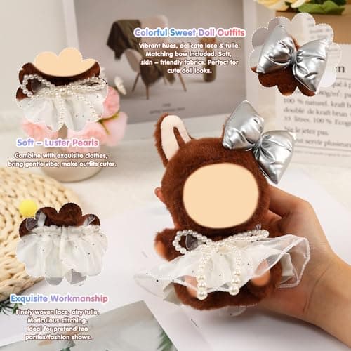 Clothes for 15-17cm Doll, Skirt Set for Dolls, 1 Piece Skirt Outfit Premium Fashion Cute Dress for 15-17cm Dolls Accessories (NO Doll) (Silver Bow Suit) - Thumbnail 5