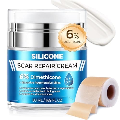 MythosFlow Scar Cream Advanced Silicone Cream for Scars Care Set, Scar Removal Cream for Keloid, Acne, Burns & Stretch Marks, Old and New Scars Soothing Softening, with Scar Tape, 1.69 fl.oz + 1.5m - Image 1