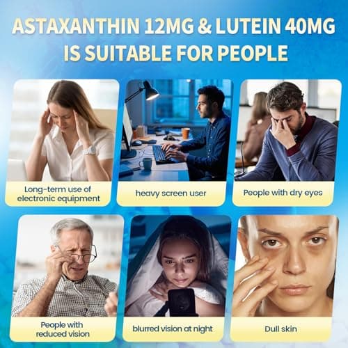 14-in-1 Astaxanthin 12mg & Lutein 40mg with Zeaxanthin Supplements, 6 Month Supply, Fresh Microalgae Source, Supports Eye, Skin, Antioxidant, Joint, Circulatory Health Non-GMO Gluten Free 180 Softgels - Thumbnail 5
