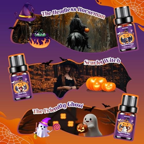 Halloween Fragrance Oil Set, Fall Essential Oils for Diffuser, Candle & Soap Scents, Trick or Treat, Zombie's Garden, Greepy Carnival, Headless Horseman, Scarlet Witch, Ghost Autumn Scented Oil Gift - Thumbnail 4