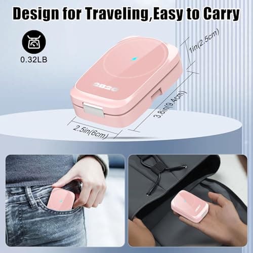 2B2C 3 in 1 MagSafe Wireless Charging Station, 15W Magnetic Fast Charger for iPhone 17/16/15/14/13/12 Series, Apple Watch & AirPods, Foldable Portable Charging Stand for Desk, Bedside & Travel, Pink - Thumbnail 6