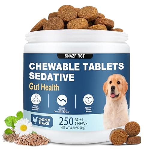 SNAZFIRST Calming Chews for Dogs Anxiety Relief, Dog Calming Chews-Anxiety and Stress Relief Treats Melatonin Bites Sleep Aid Calm Dog with Noise,Thunder,Barking,Separation(Chicken Flavor, 250 Chews)