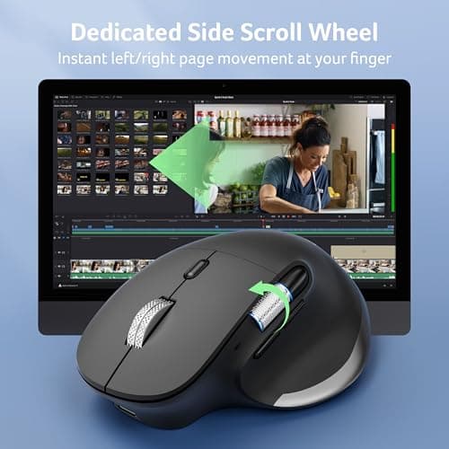 acer Ergonomic Mouse Wireless Rechargeable with Side Scroll (BT5.2+2.4GHz), Bluetooth Computer Mouse for Laptop, Medium to Large Sized Hands, Office USB Mice, 8 Buttons, 4800 DPI for PC, Desktop - Thumbnail 5