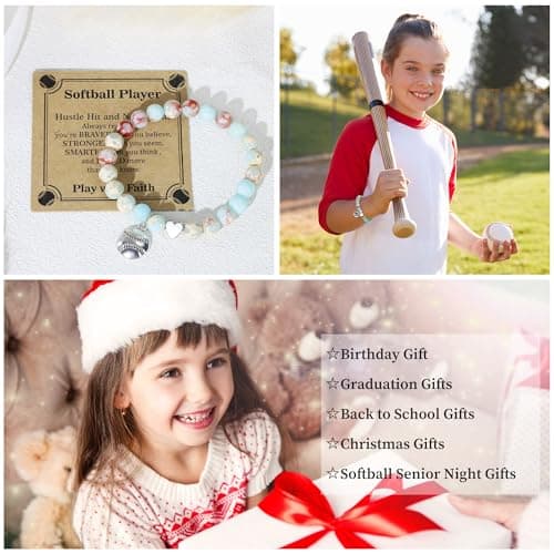 BAYLAY Softball Gifts for Teen Girls Women - Softball Bracelets Easter Basket Stuffers Accessories Stuff for Girls Birthday Gift Ideas Stocking Stuffers Softballs Senior Night Gifts - Thumbnail 6