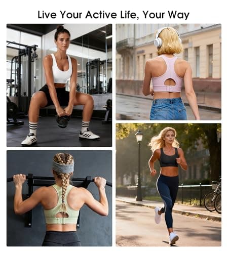 Sports Bras for Women High Support Racerback High Impact Sports Bra Push Up Womens Padded Workout Running Gym Yoga Tops Blue - Thumbnail 4