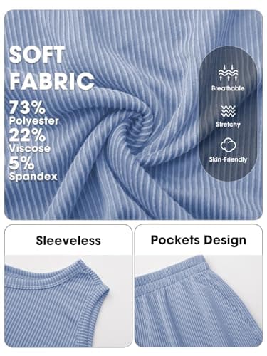 EXLURA Women's Summer 2 Piece Outfits Sleeveless Tank Top Matching Shorts Sets Lounge Sets Beach Vacation Cruise Clothes 2026 - Thumbnail 6