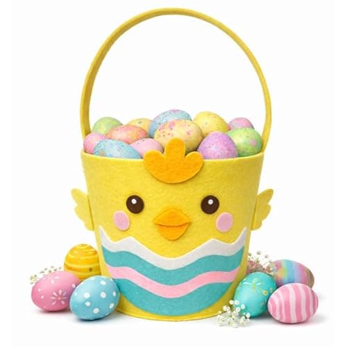 Easter Basket for Kids, Large Cute Animal Gift Basket with Premium Packaging for Egg Hunt, Candy & Toy Gifts, Nursery Toy Storage, Photo Prop & Spring Decorations(Yellow Chick) - Image 1