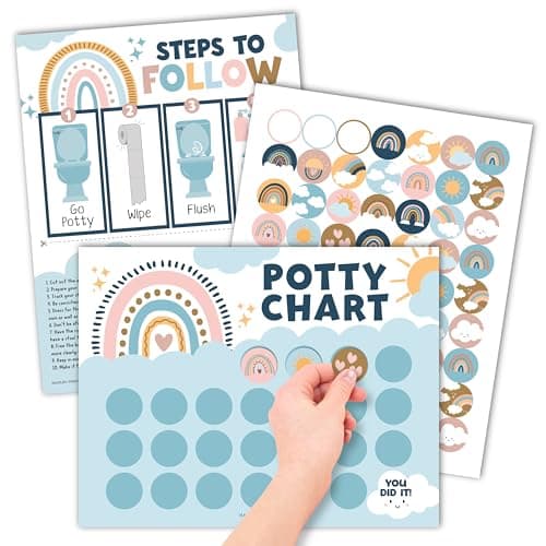 Hadley Designs Potty Training Chart for Toddlers Girls -10 Sticker Potty Chart for Toddlers Girls, 8.5x11" Potty Training Sticker Charts for Toilet Success, Boho Toddler Reward Chart for Kids - Image 1
