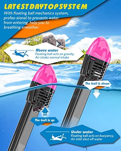 QingSong Full Face Snorkel Mask for Adults, Snorkeling Gear with Camera Mount, 180 Degree Panoramic View Snorkel Set Anti-Fog Anti-Leak - Thumbnail 6