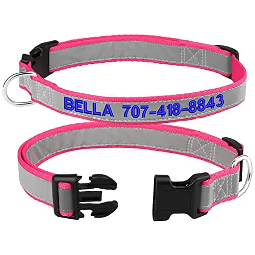 Reflective Personalized Dog Collars - Custom Dog Collar Embroidered with Name and Phone Number for Boy and Girl Dogs,Adjustable for Puppy Small Medium Large Dogs - Thumbnail 2