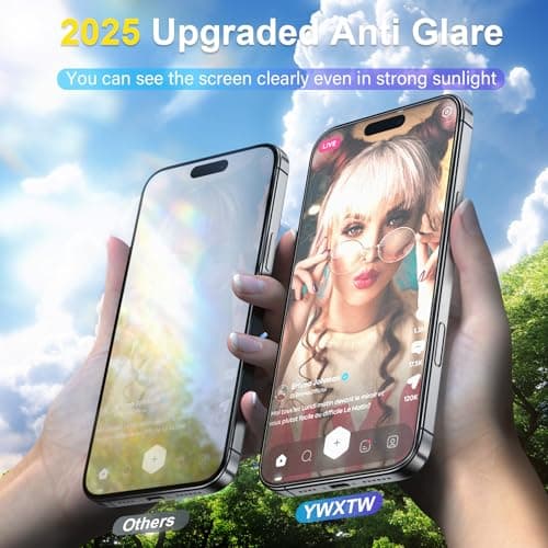 YWXTW 2 Pack for iPhone Air Matte Screen Protector 6.5 Inch + 1 Set Camera Lens Protector, [1S Pull-Out] Anti Glare Anti Fingerprint Air Glass Screen Protector, Bubble Free, Smooth as Silk - Thumbnail 2